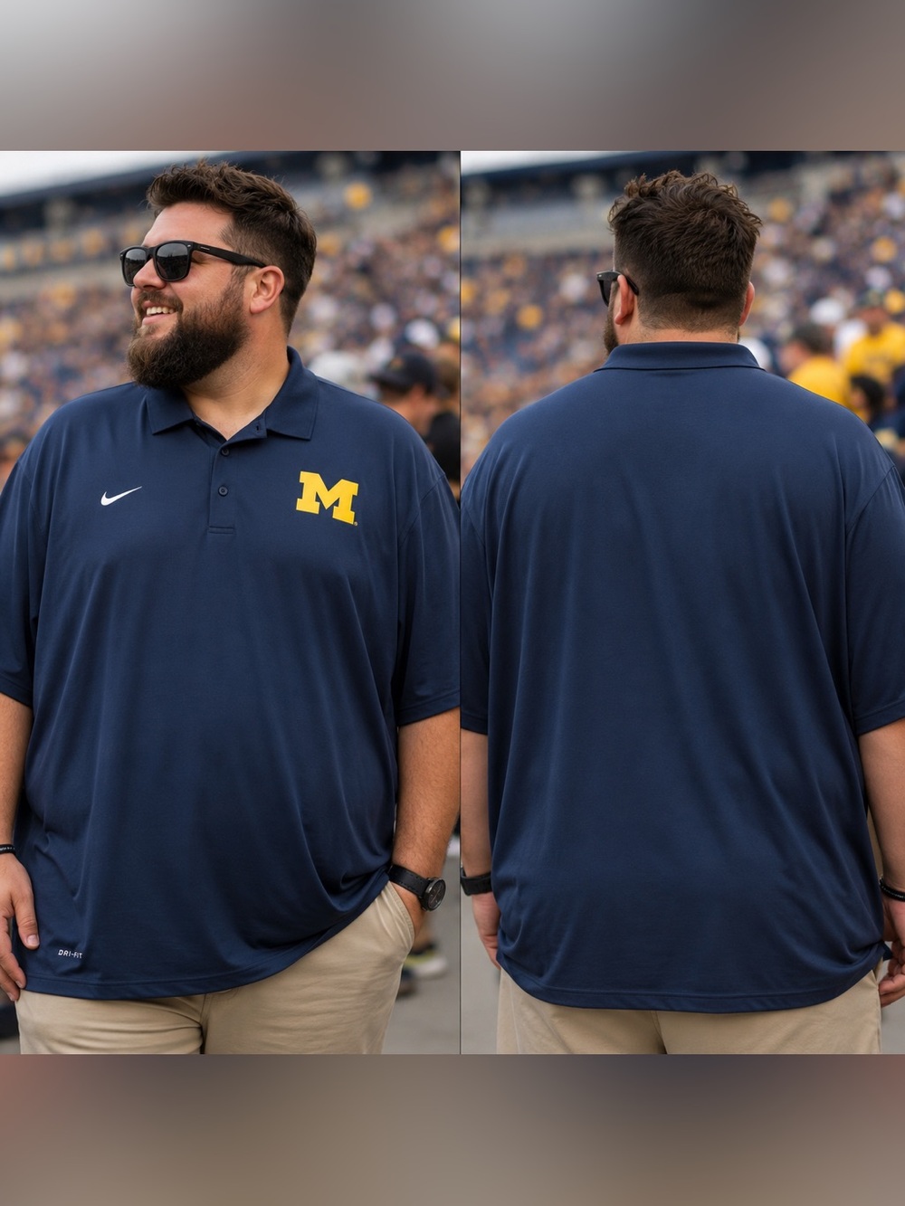 Nike Michigan Wolverines Dri-FIT Polo Shirt Men’s 3XL Navy NCAA Coach Golf